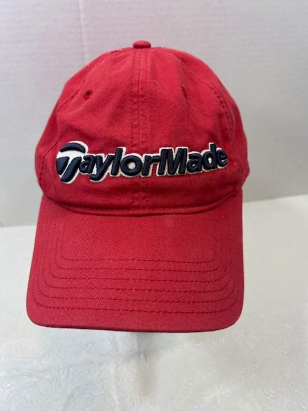 Taylor Made Cotton Golf Cap Hat Metal Buckle Adjustable Red Black Embroidered